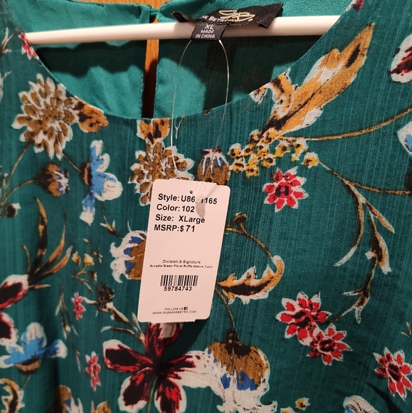 NWT Suzanne Betro Floral Emerald Green Blouse - Picture 3 of 5